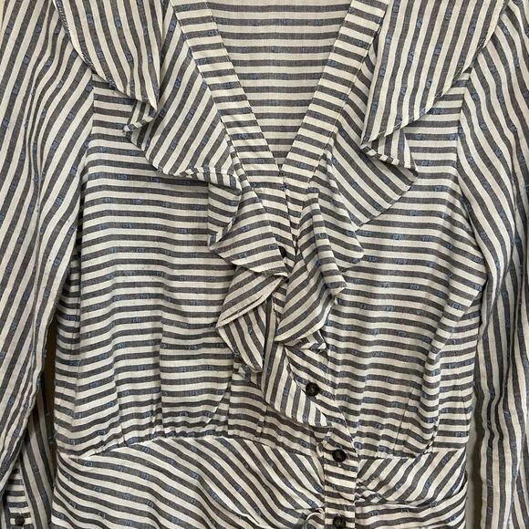 Veronica Beard Kai Mini Dress Blue White Stripe Swiss Dot Ruffle Size 4 - Picture 4 of 14